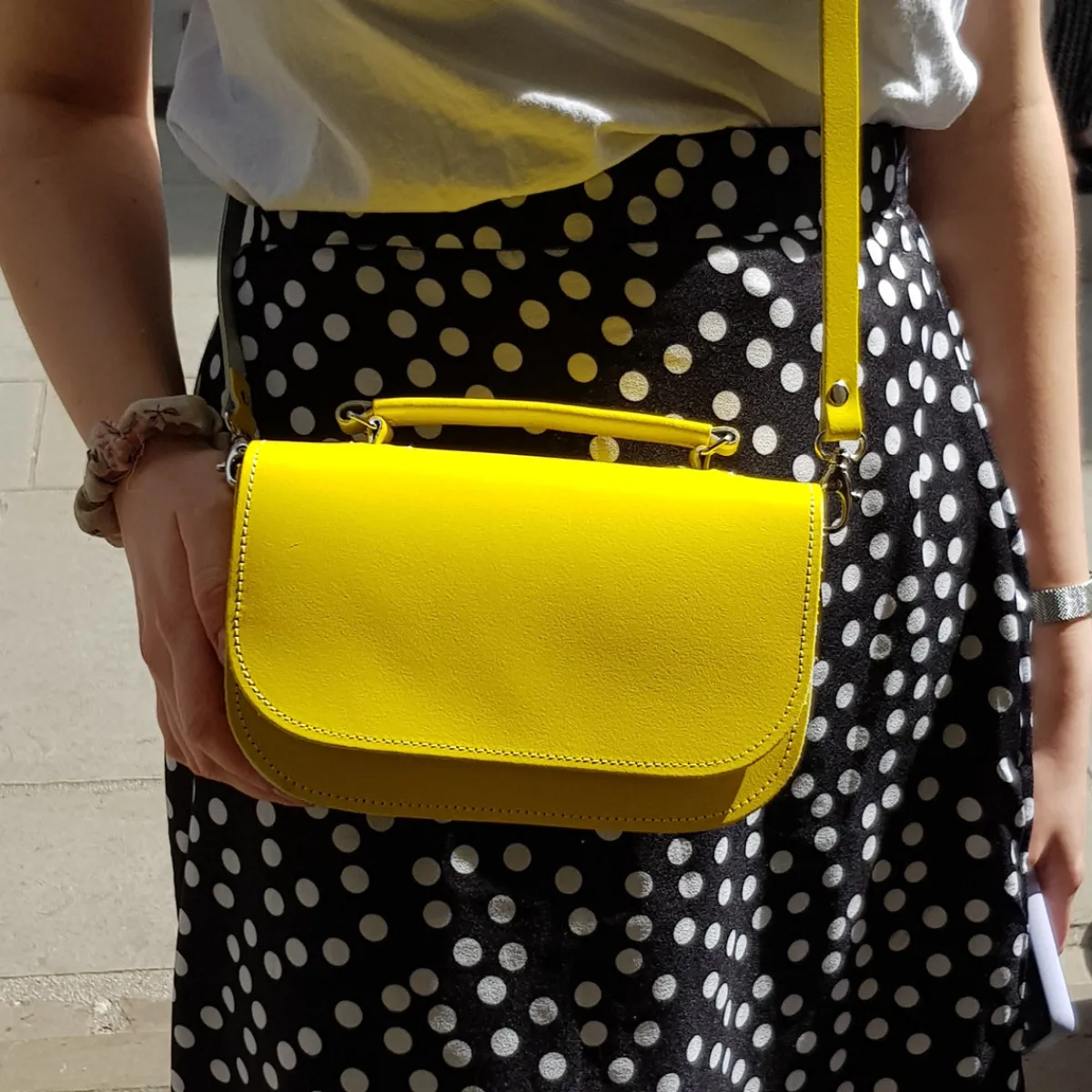 Zatchels Aura Handmade Leather Bag - Daffodil Yellow><noscript><img width=