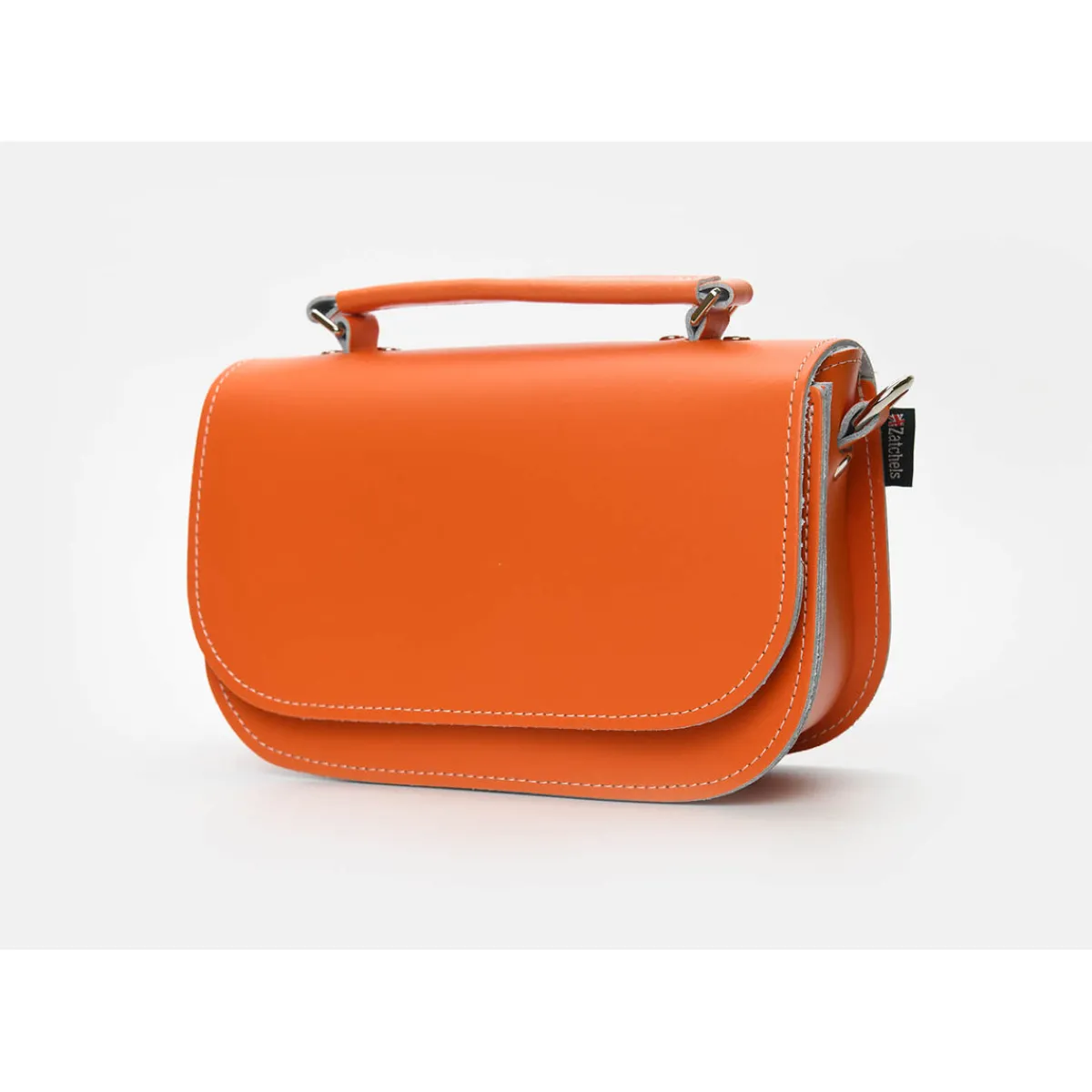 Zatchels Aura Handmade Leather Bag - Orange>Women Small Satchels|The Aura