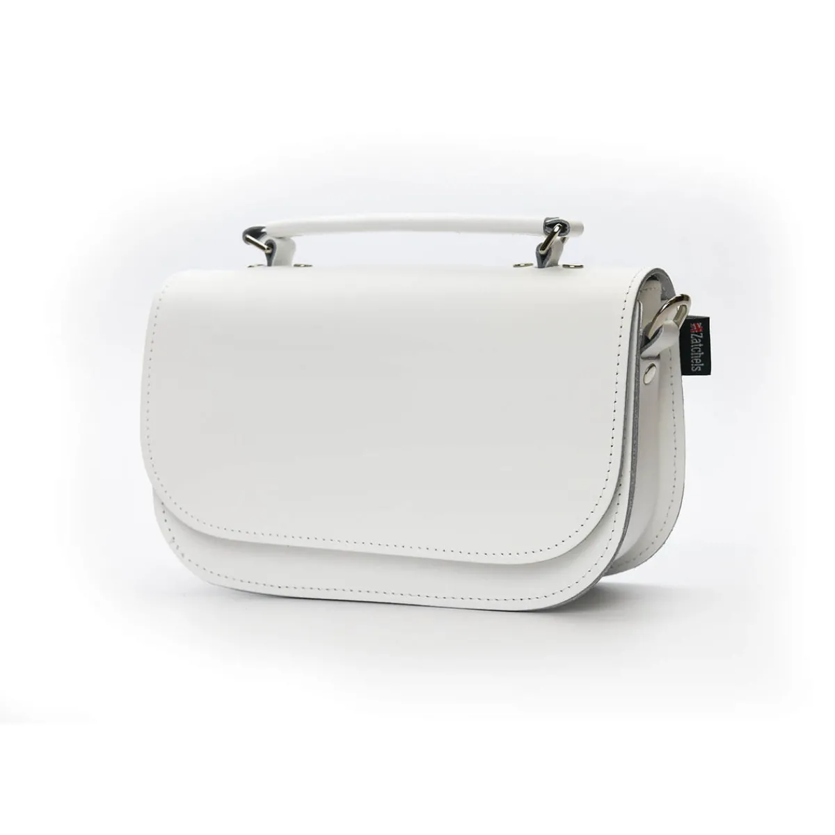 Zatchels Aura Handmade Leather Bag - White>Women Small Satchels|The Aura
