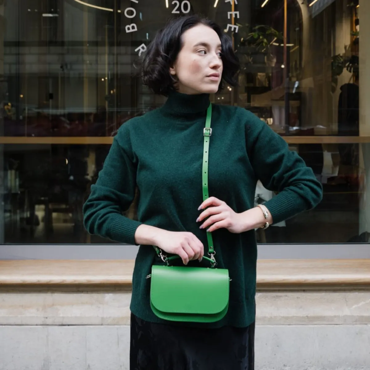 Zatchels Aura Handmade Leather Bag - Grass Green><noscript><img width=