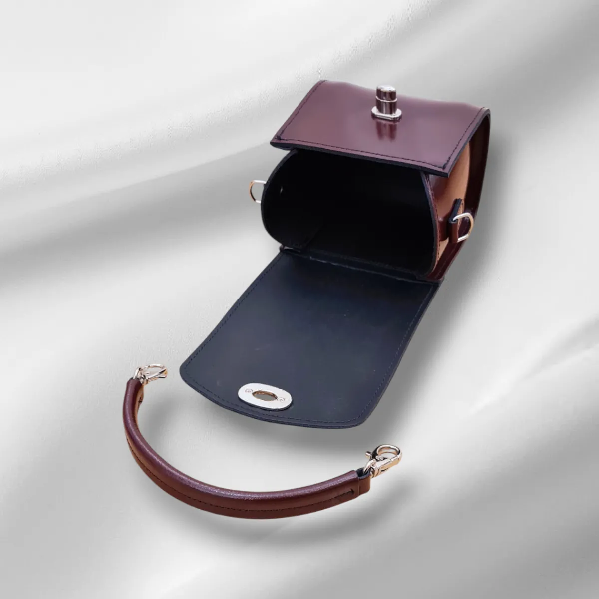 Zatchels Bauble Handmade High Shine Leather Handbag - Marsala Red><noscript><img width=