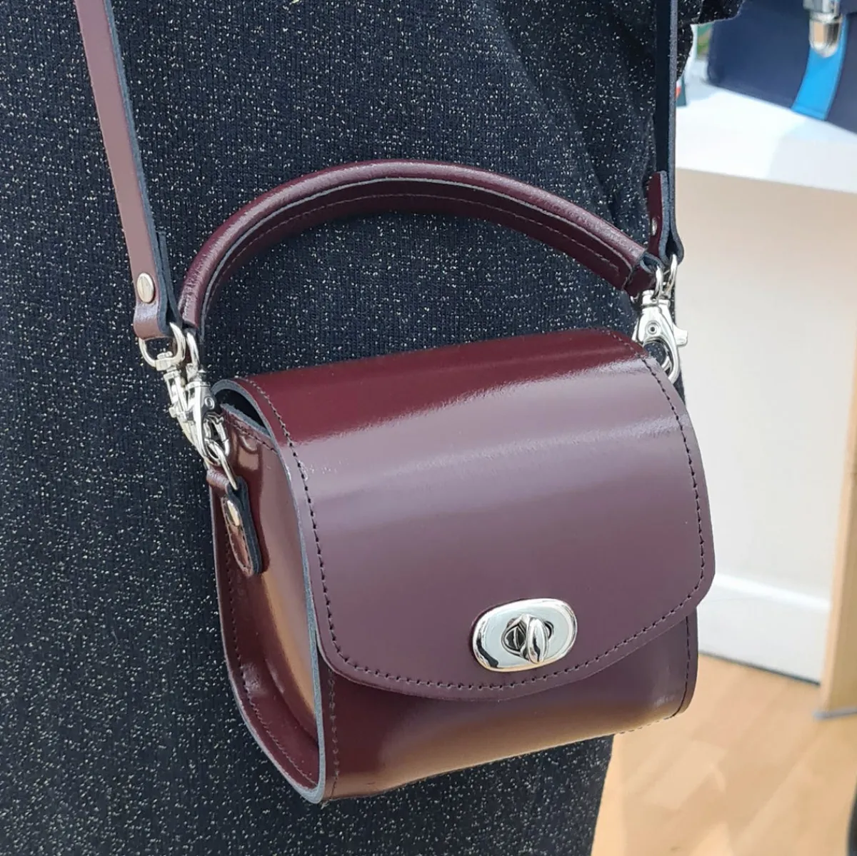 Zatchels Bauble Handmade High Shine Leather Handbag - Marsala Red><noscript><img width=