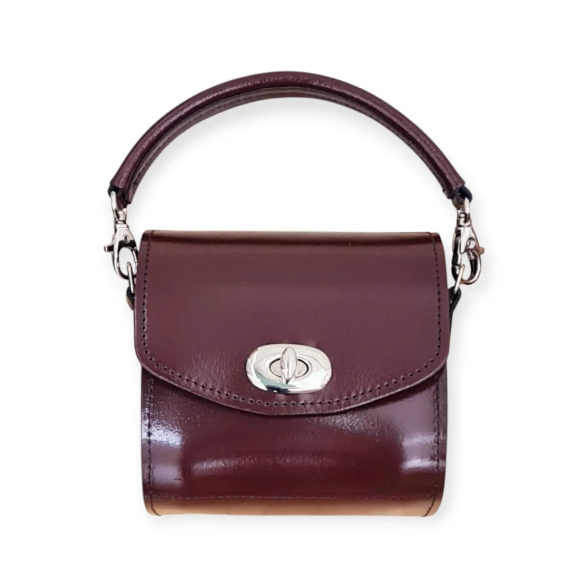 Zatchels Bauble Handmade High Shine Leather Handbag - Marsala Red><noscript><img width=
