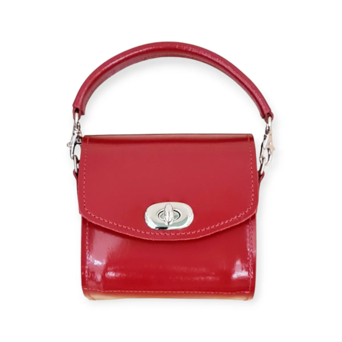 Zatchels Bauble Handmade High Shine Leather Handbag - Red><noscript><img width=