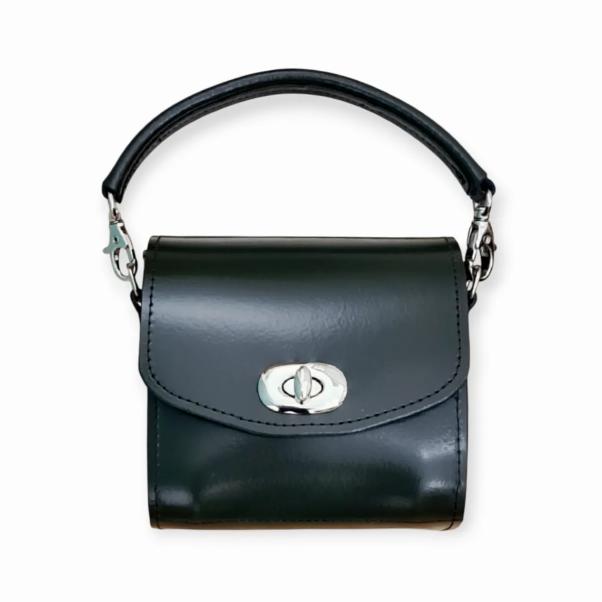 Zatchels Bauble Handmade High Shine Leather Handbag - Black><noscript><img width=