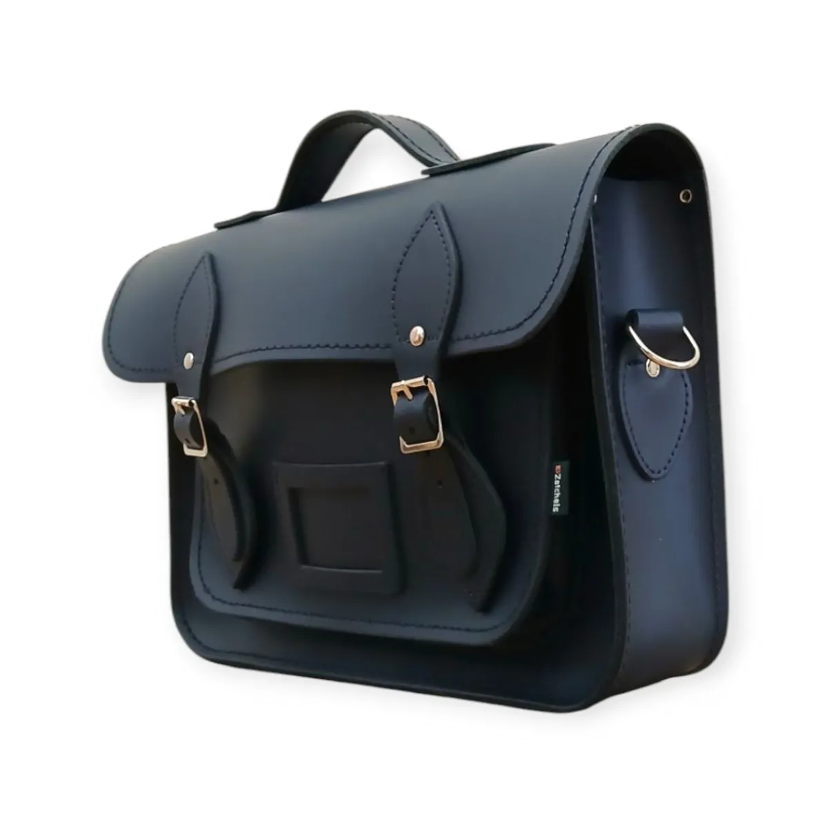 Zatchels Black Leather Satchel - 13'' with Handle & Magnets - In Stock & Ready to Ship>Women Classic Satchels