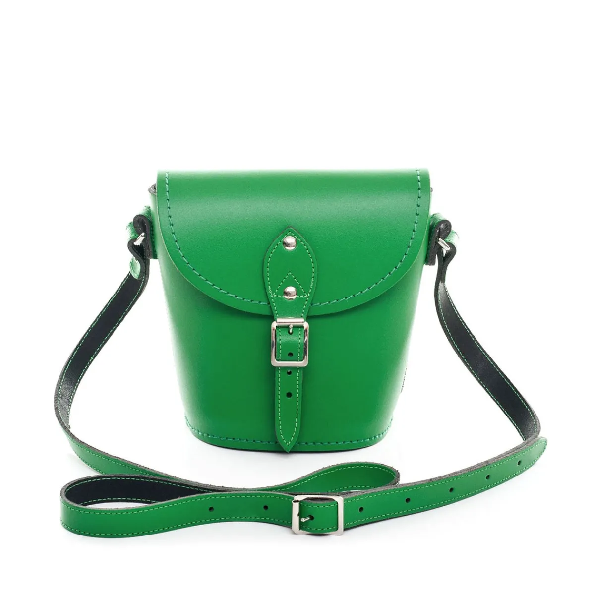 Zatchels Handmade Leather Barrel Bag - Green>Women Barrel Bags