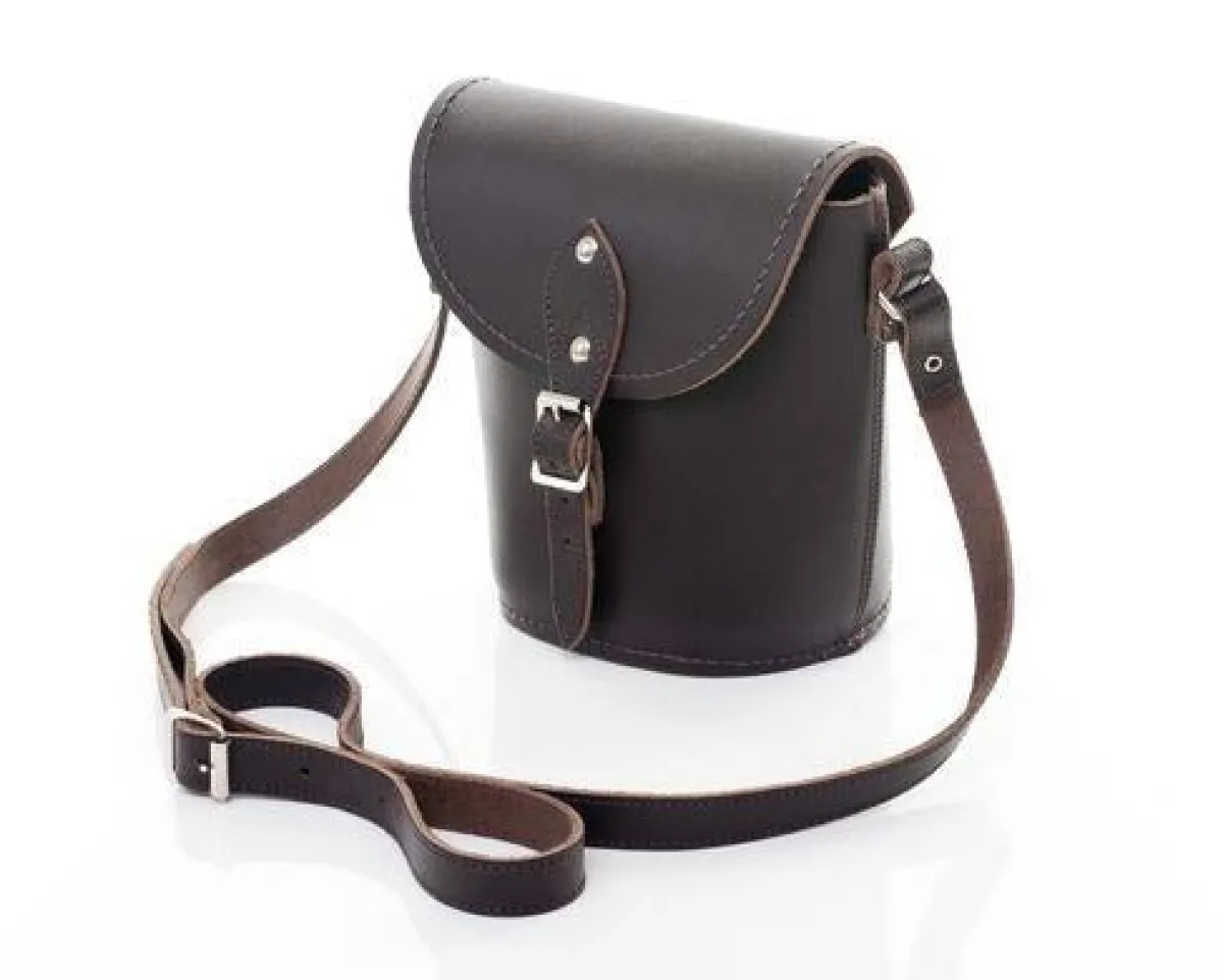 Zatchels Handmade Leather Barrel Bag - Dark Brown>Women Barrel Bags