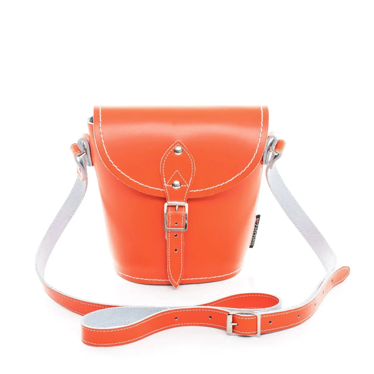 Zatchels Handmade Leather Barrel Bag - Orange>Women Barrel Bags
