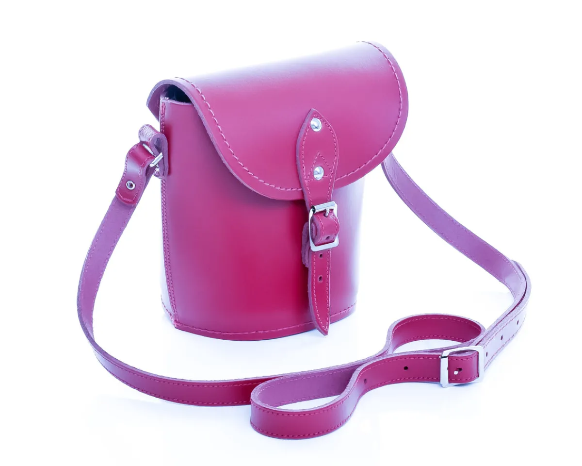Zatchels Handmade Leather Barrel Bag - Magenta>Women Barrel Bags