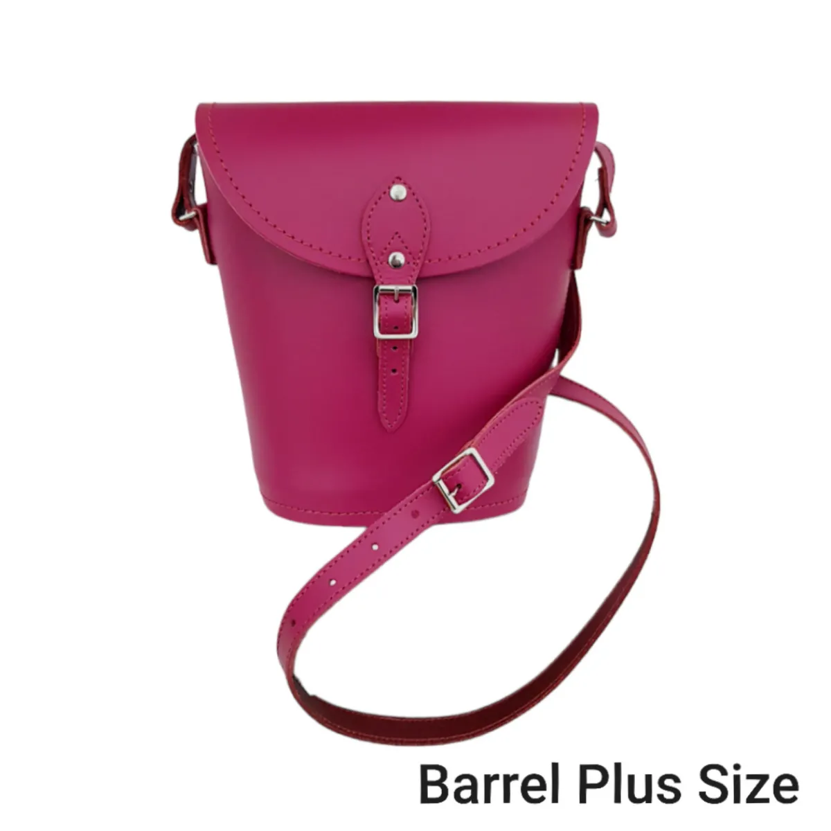 Zatchels Handmade Leather Barrel Bag - Magenta><noscript><img width=