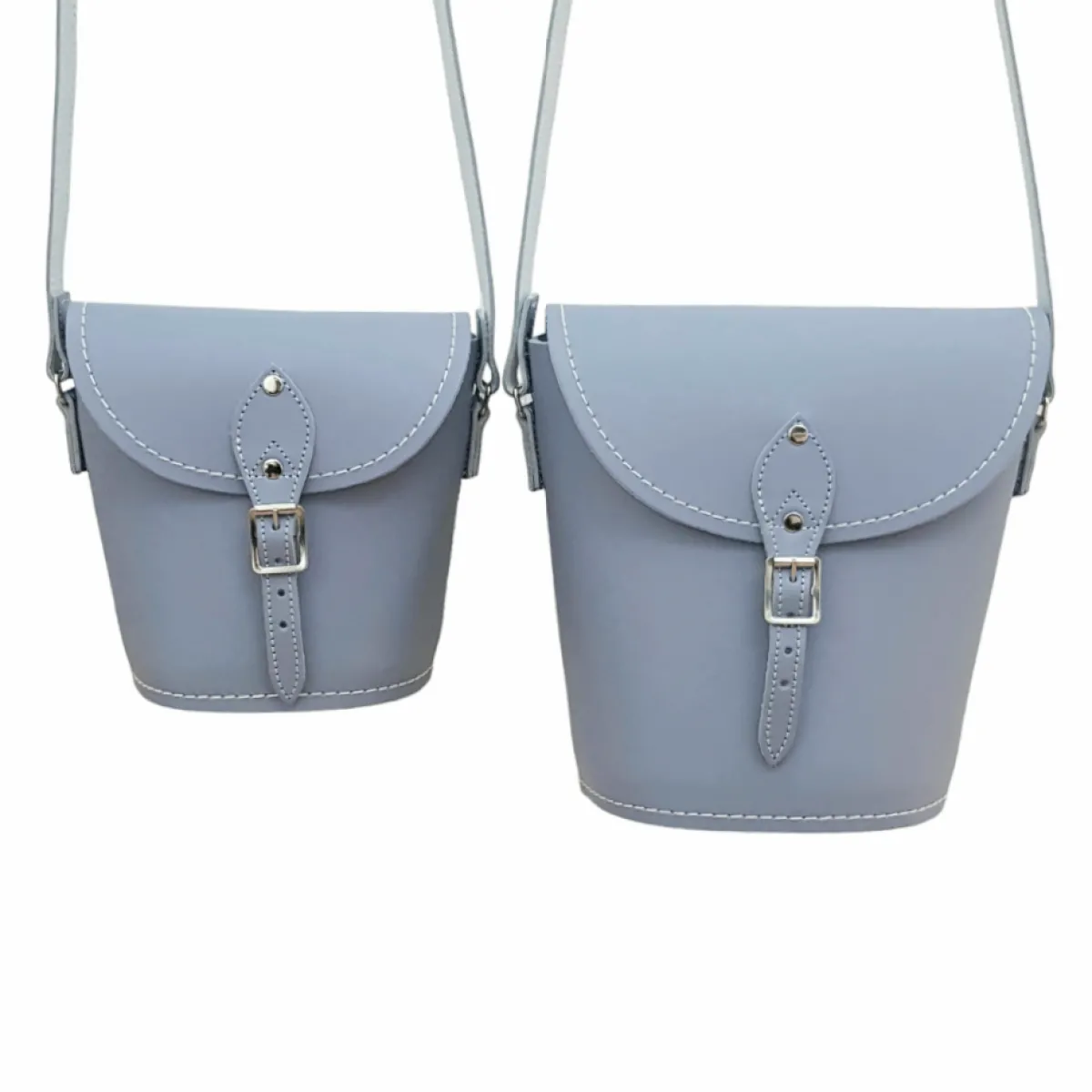 Zatchels Handmade Leather Barrel Bag - Lilac Grey><noscript><img width=