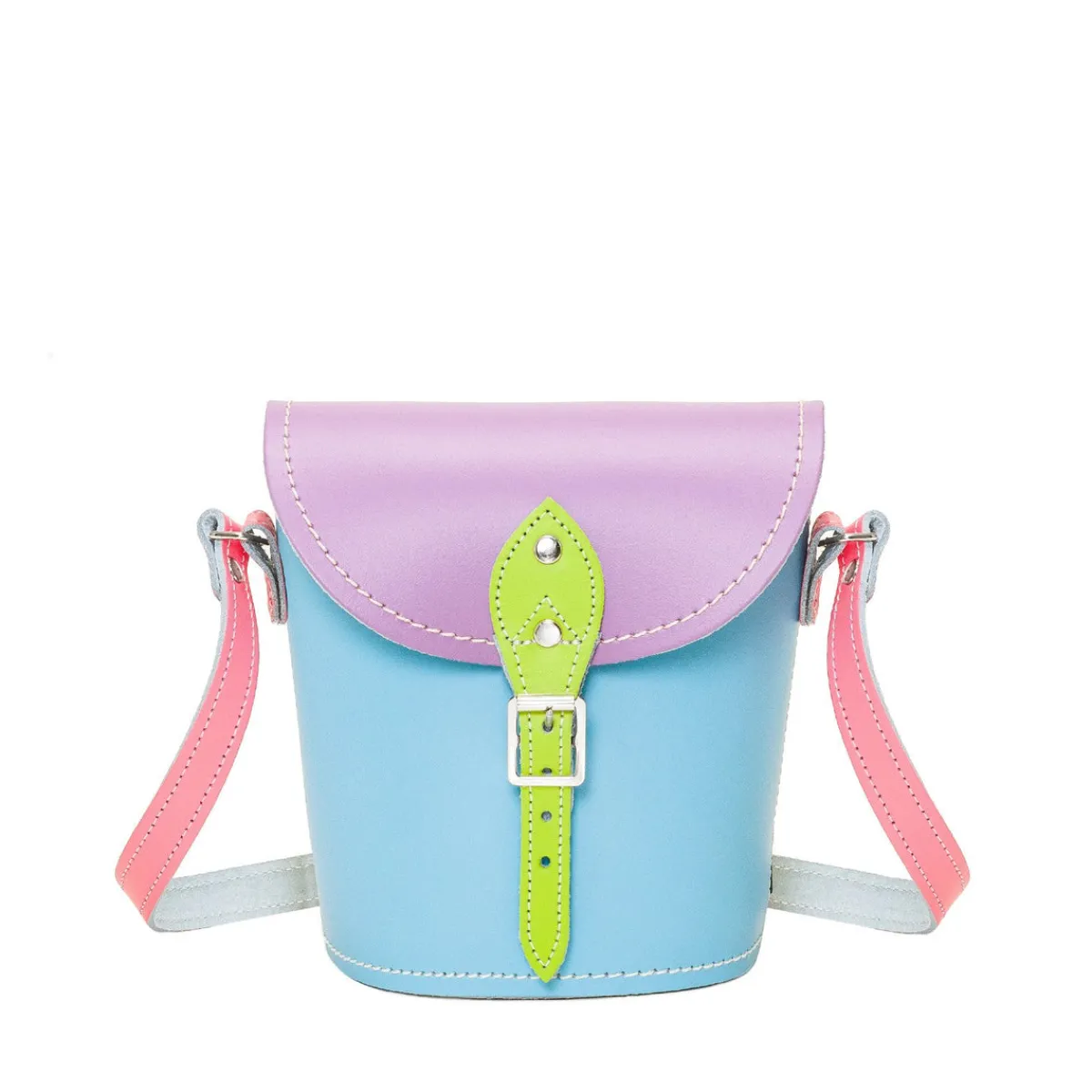 Zatchels Handmade Leather Barrel Bag - Pastel Kaleidoscope>Women Barrel Bags