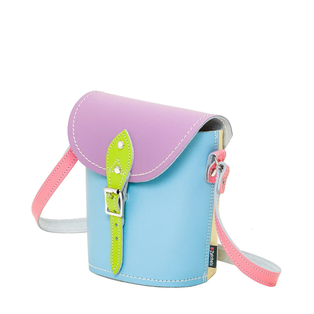 Zatchels Handmade Leather Barrel Bag - Pastel Kaleidoscope>Women Barrel Bags