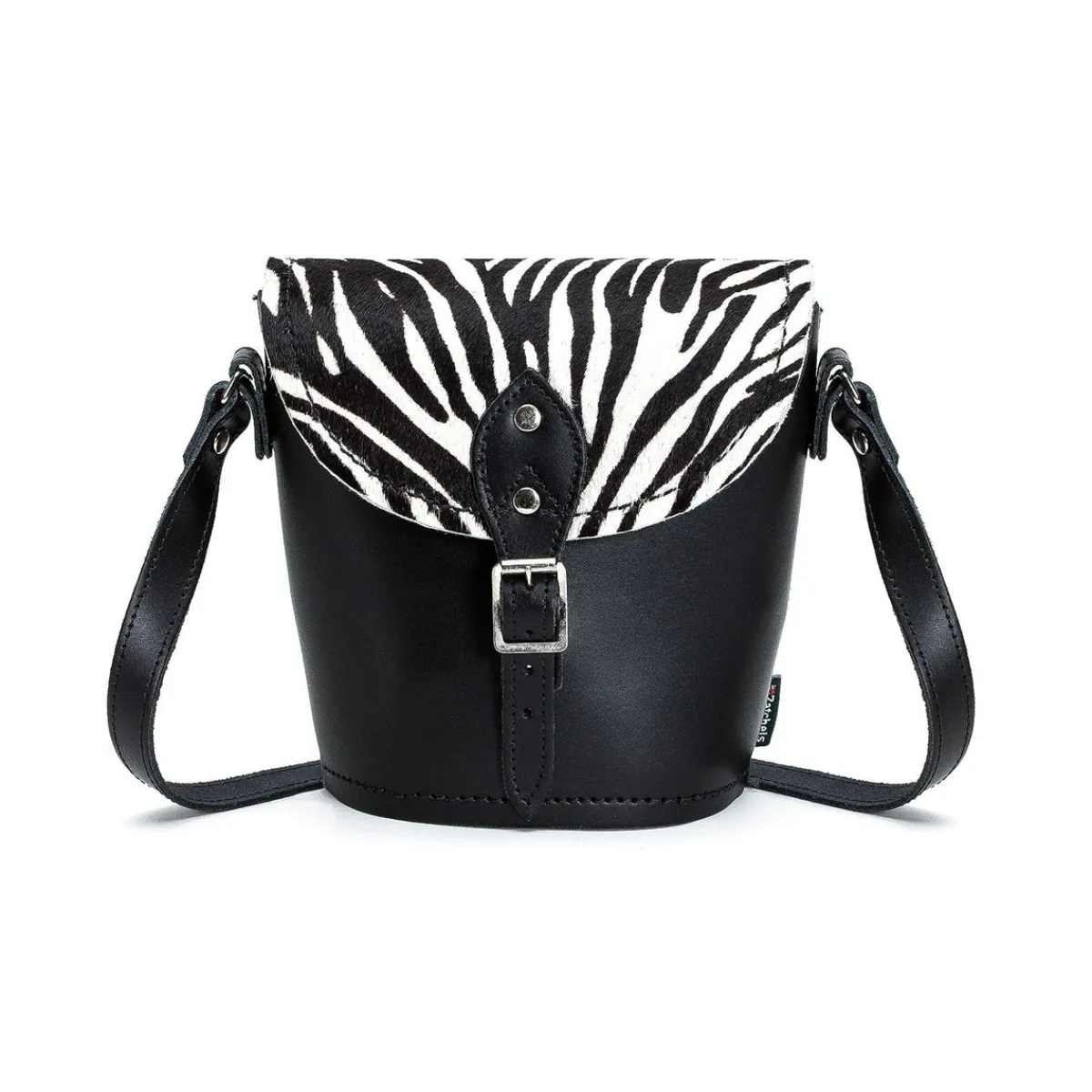 Zatchels Handmade Leather Barrel Bag - Zebra>Women Barrel Bags
