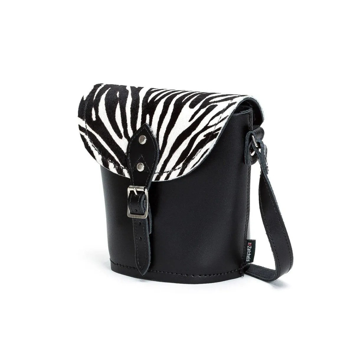 Zatchels Handmade Leather Barrel Bag - Zebra>Women Barrel Bags