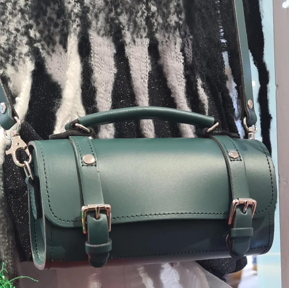 Zatchels Handmade Leather Bowler Bag - Pine><noscript><img width=