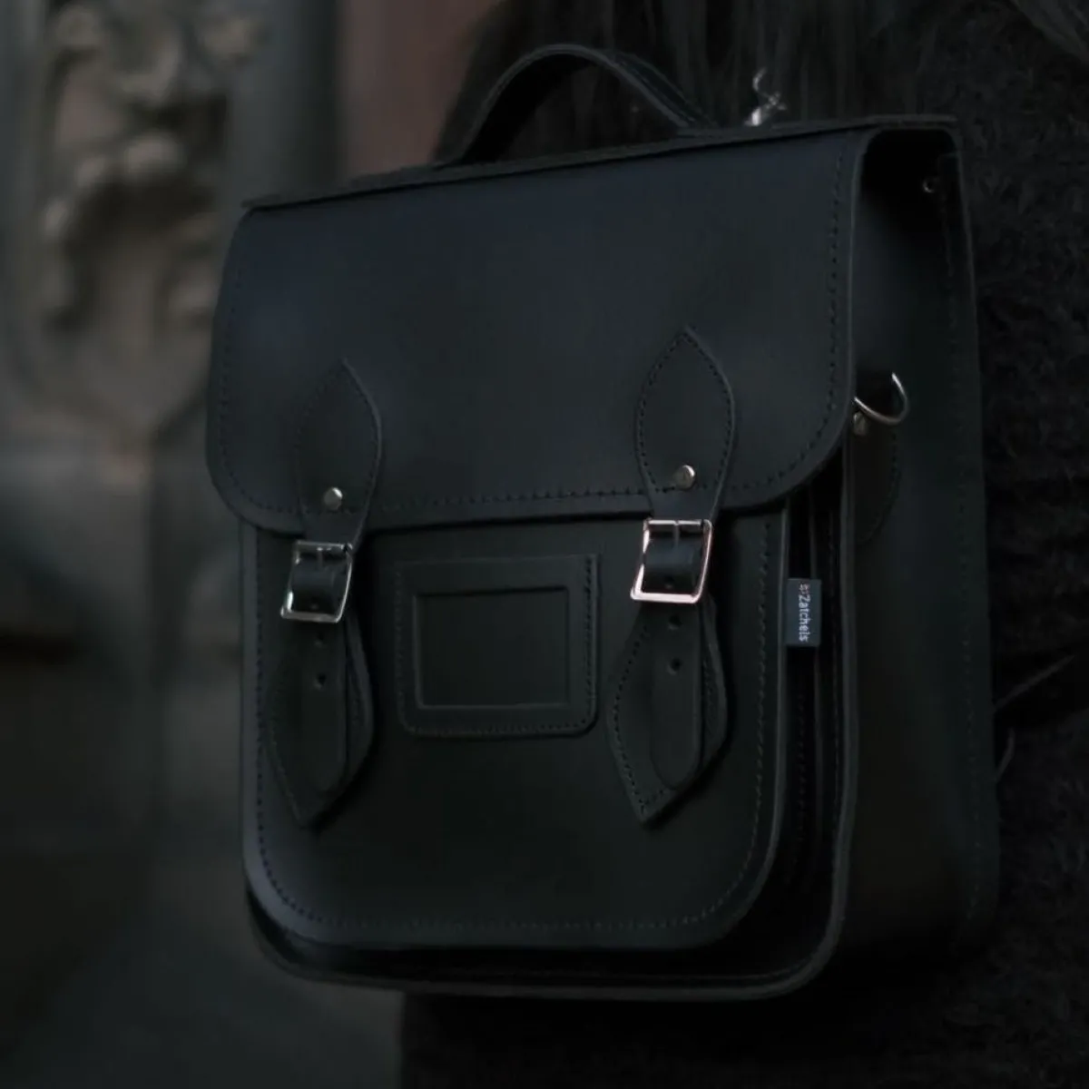 Zatchels Handmade Leather City Backpack - Black><noscript><img width=