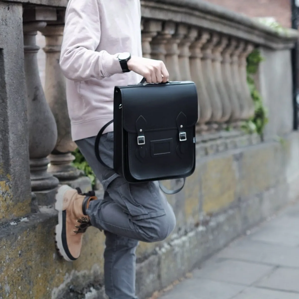 Zatchels Handmade Leather City Backpack - Black><noscript><img width=