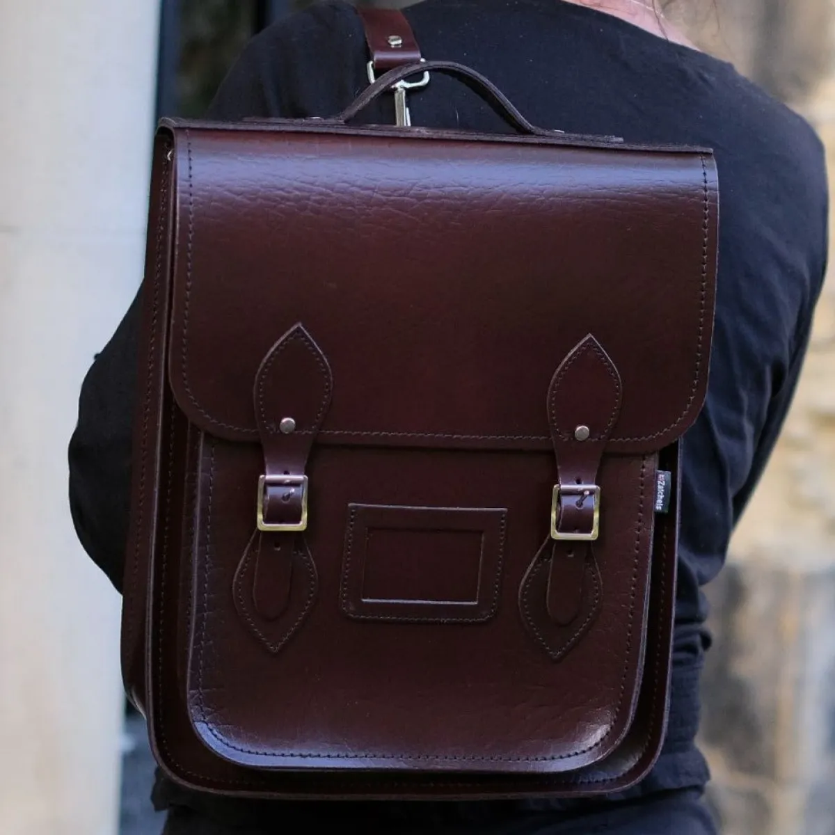Zatchels Handmade Leather City Backpack - Executive - British Racing Green><noscript><img width=