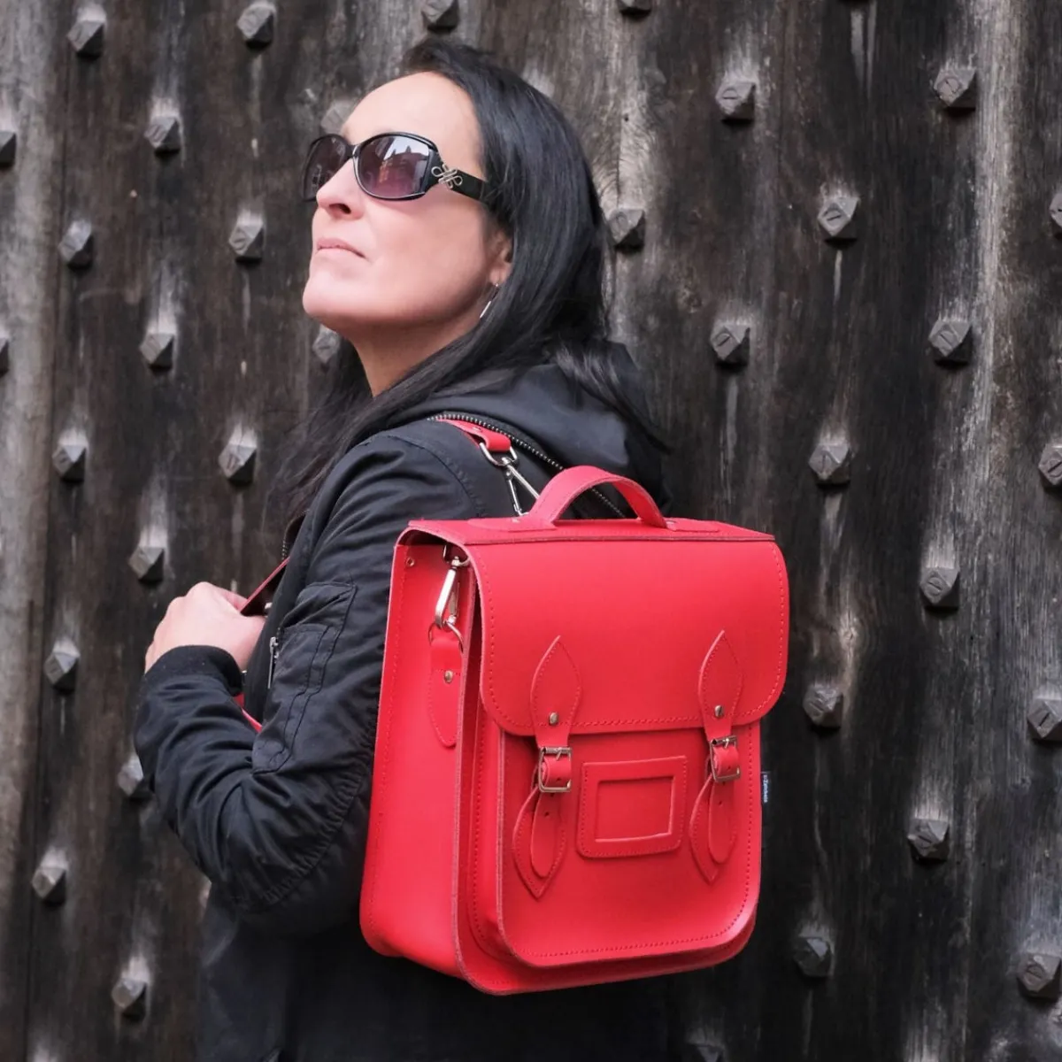 Zatchels Handmade Leather City Backpack - Pillar Box Red><noscript><img width=