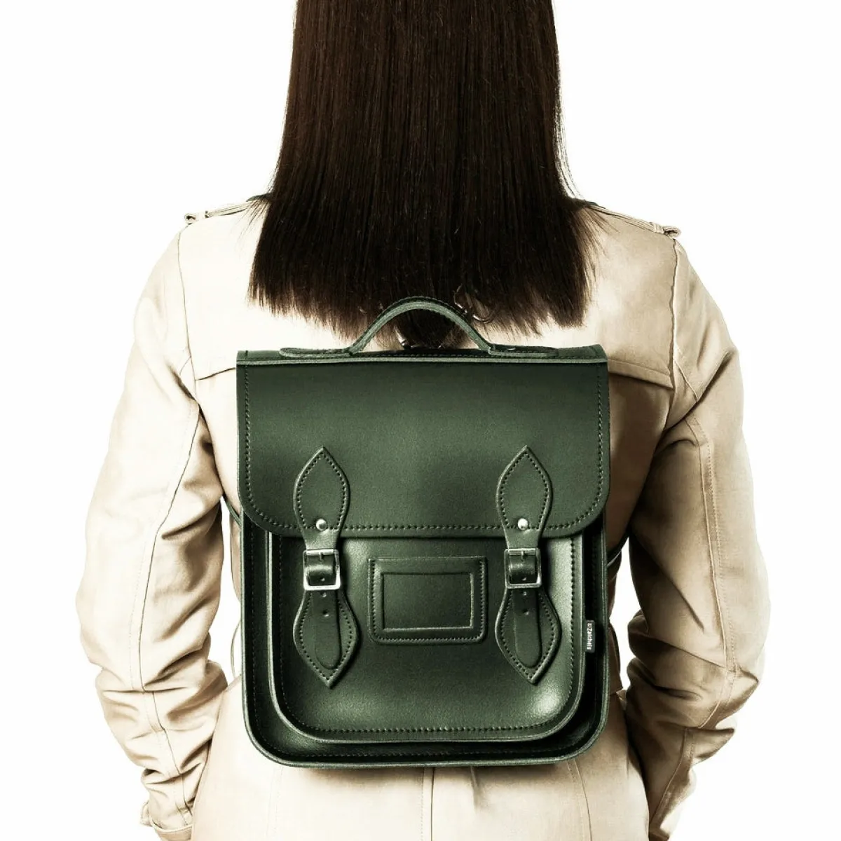 Zatchels Handmade Leather City Backpack - Ivy Green><noscript><img width=