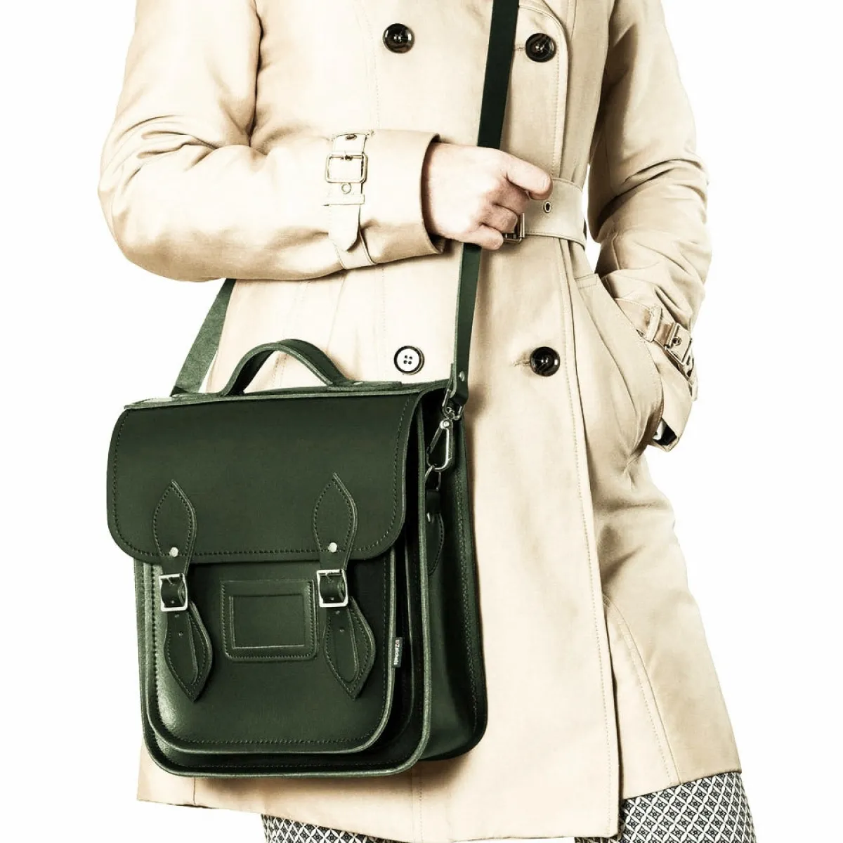 Zatchels Handmade Leather City Backpack - Ivy Green><noscript><img width=