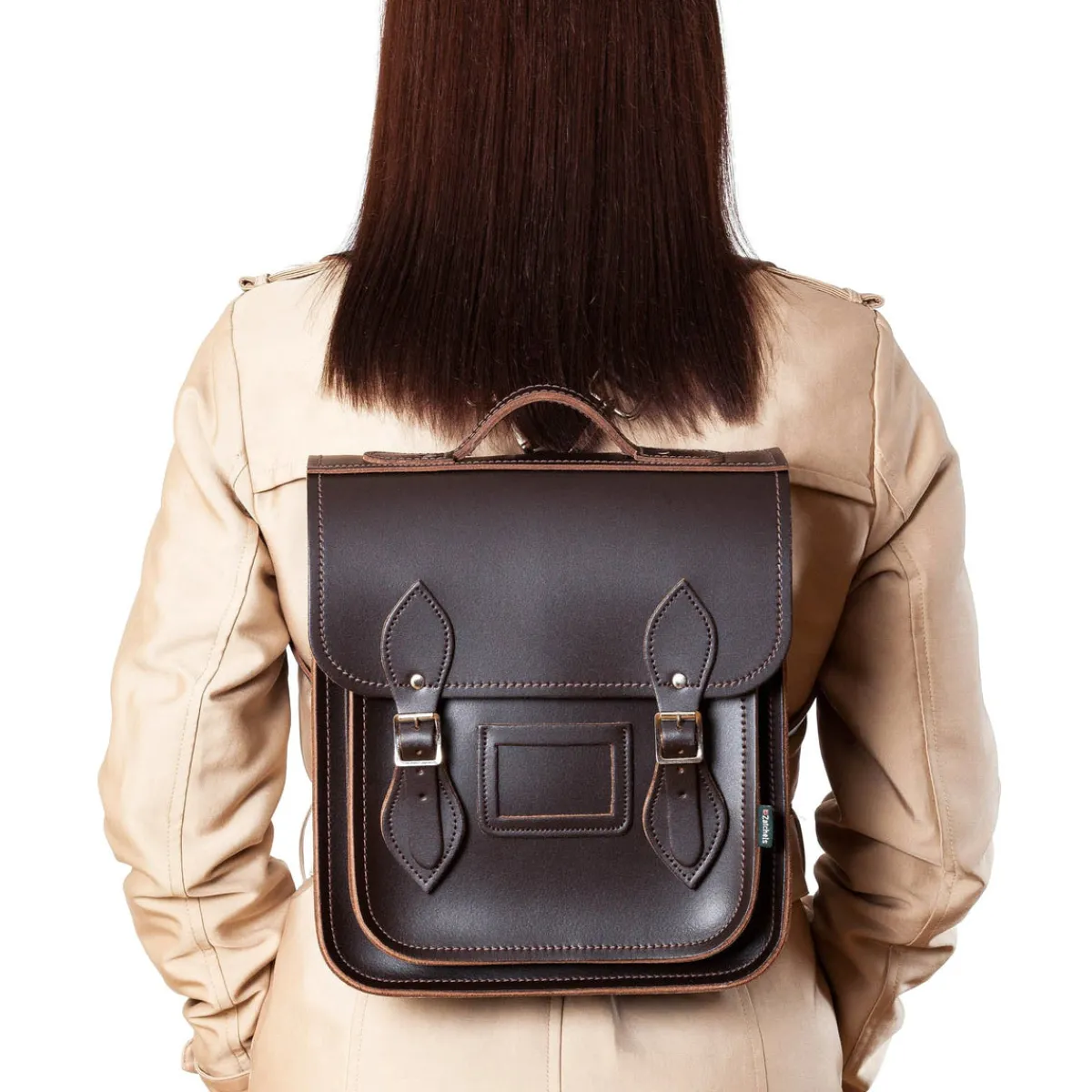 Zatchels Handmade Leather City Backpack - Dark Brown><noscript><img width=