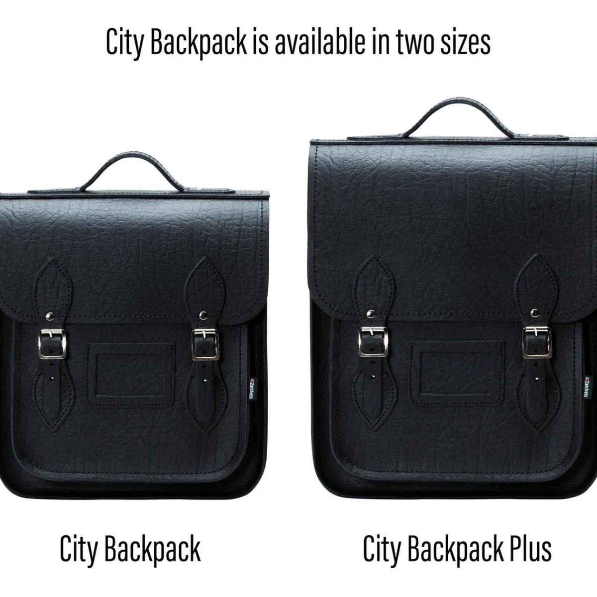 Zatchels Handmade Leather City Backpack - Black Executive><noscript><img width=