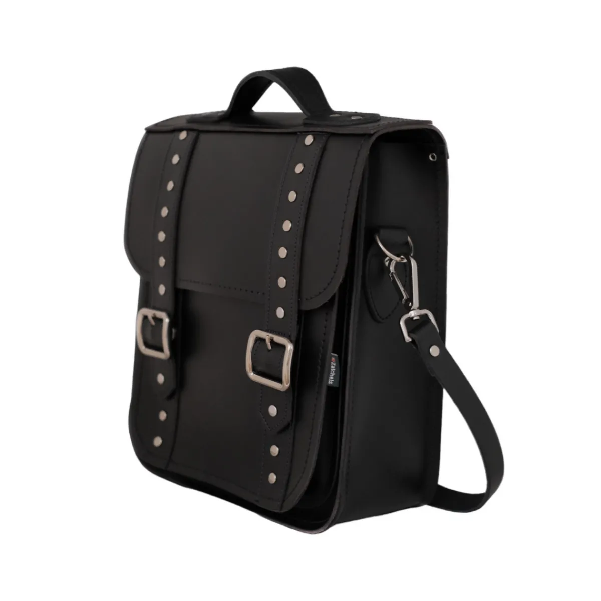 Zatchels Handmade Leather City Backpack - Black Gothic Studded>Women Backpacks|Backpacks