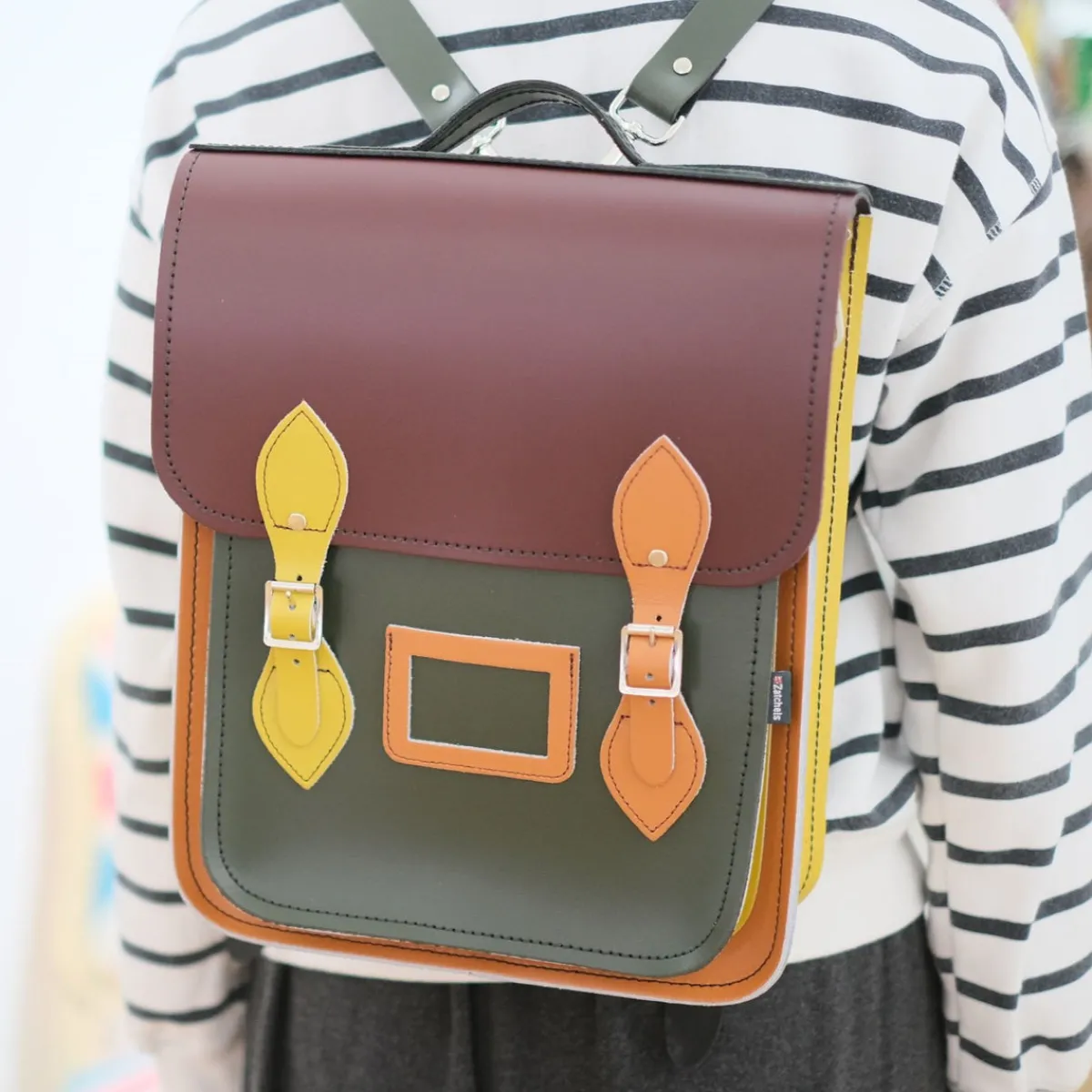 Zatchels Handmade Leather City Backpack - Autumnal Kaleidoscope><noscript><img width=
