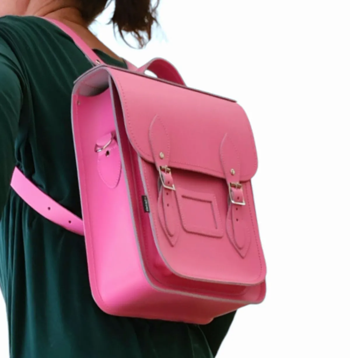 Zatchels Handmade Leather City Backpack - Hot Fuchsia><noscript><img width=