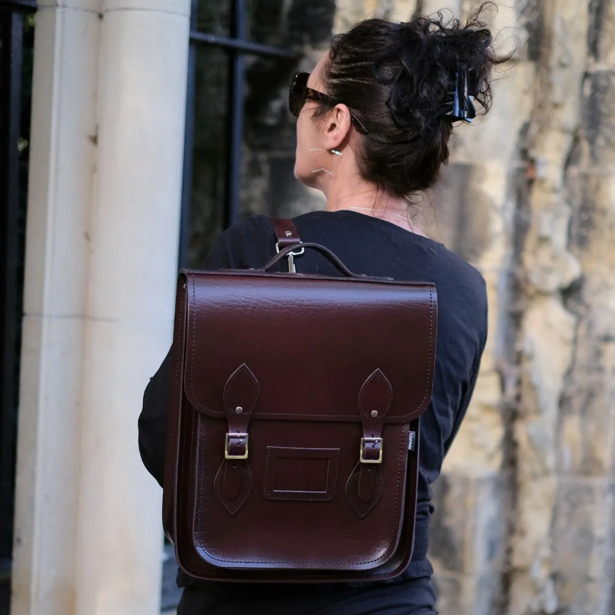 Zatchels Handmade Leather City Backpack - Marsala Red Executive><noscript><img width=
