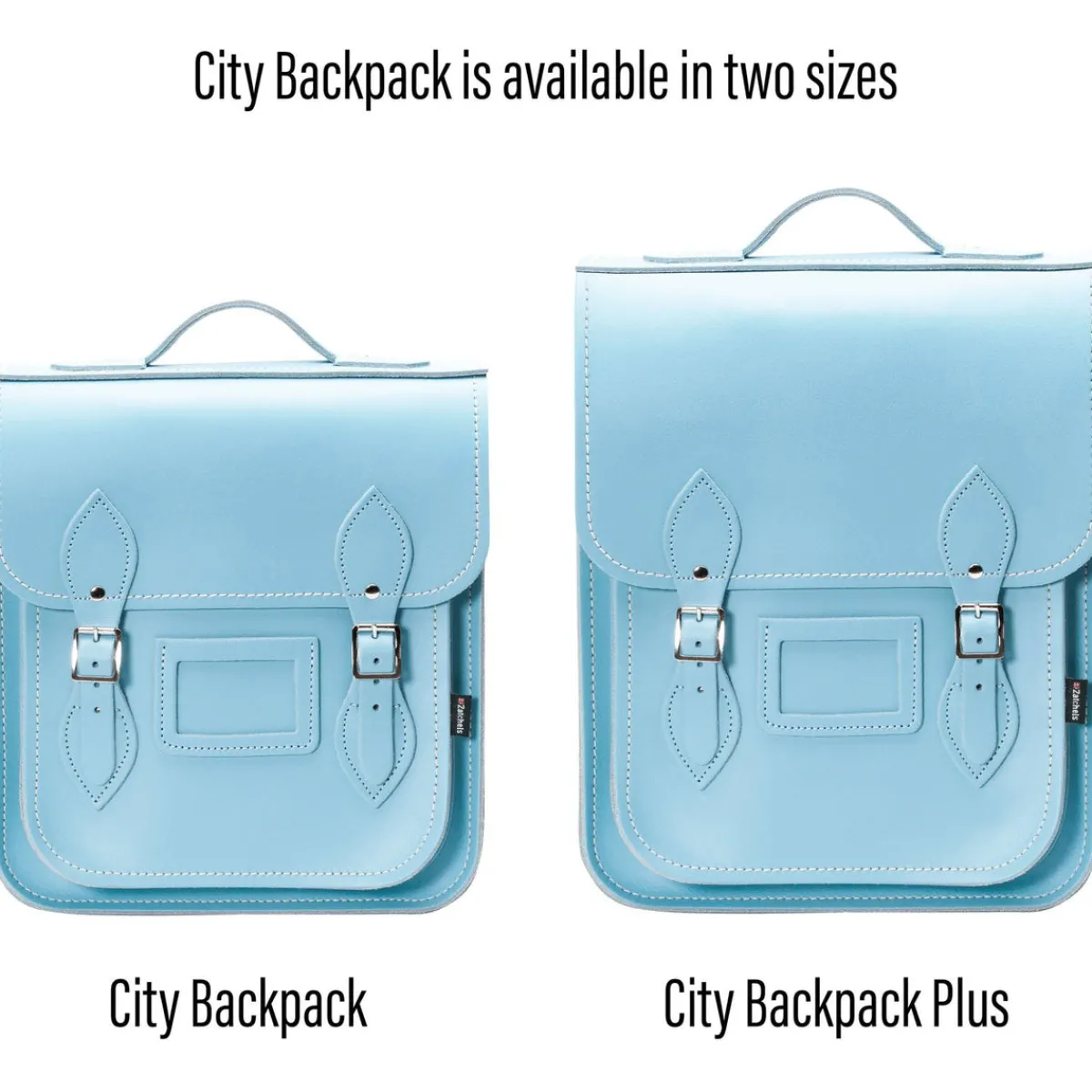 Zatchels Handmade Leather City Backpack - Pastel Baby Blue><noscript><img width=