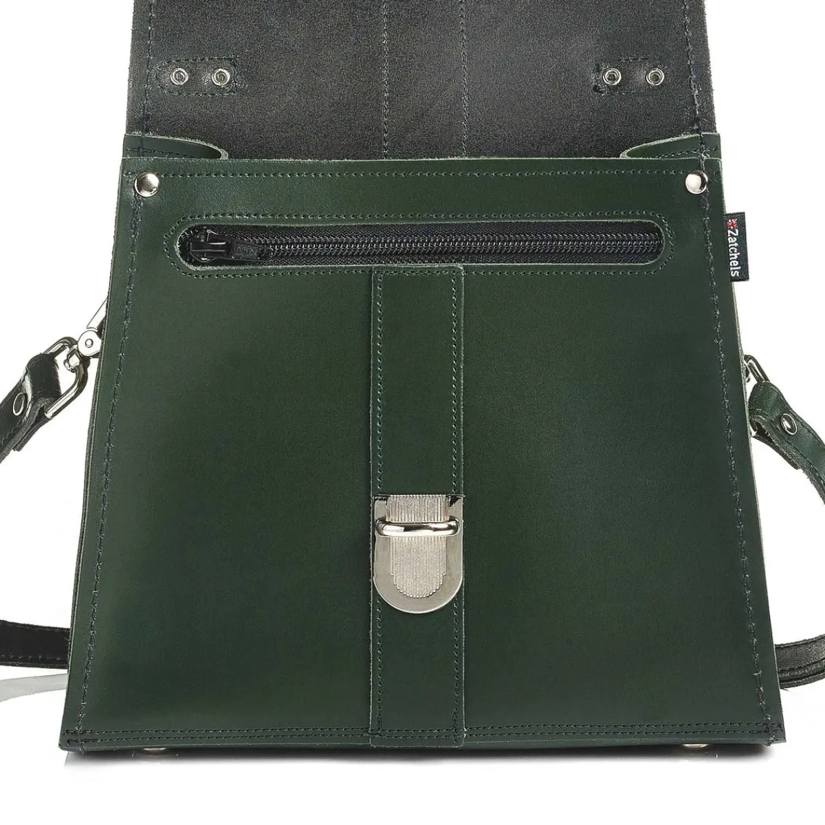 Zatchels Handmade Leather Cross Body Bag - Ivy Green><noscript><img width=