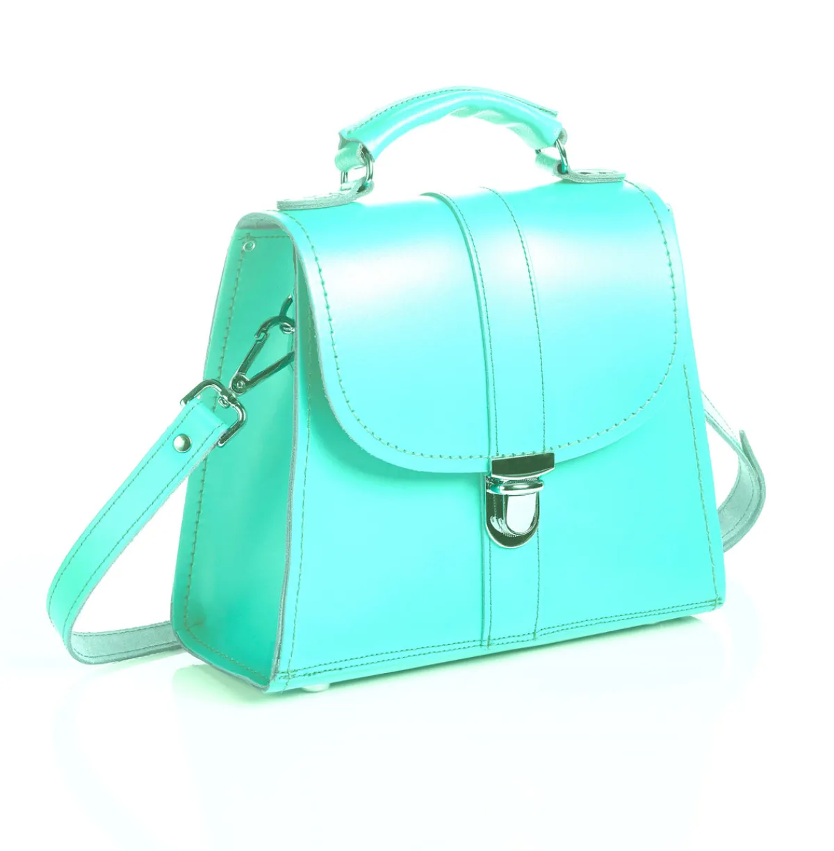 Zatchels Handmade Leather Cross Body Bag - Limpet - Shell Blue>Women Cross Body Bags