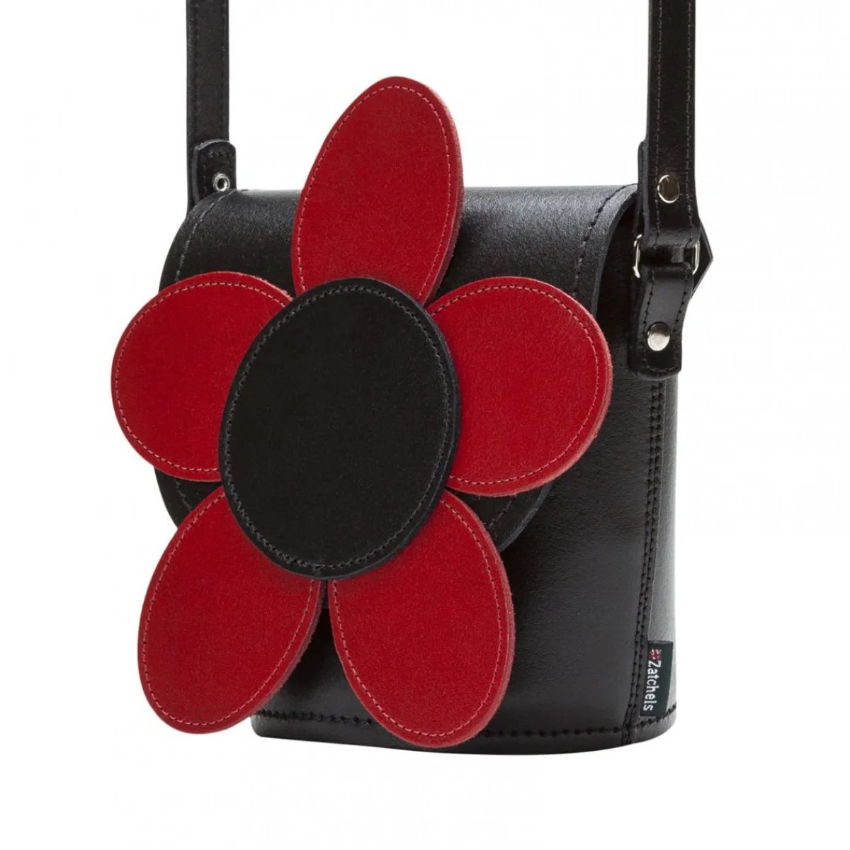 Zatchels Handmade Leather Daisy Barrel Bag - Poppy - Red>Women Barrel Bags