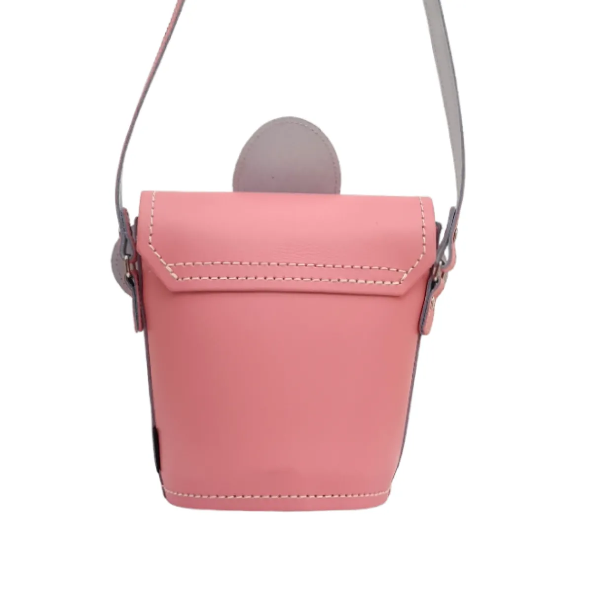 Zatchels Handmade Leather Daisy Barrel Bag - Pastel Pink><noscript><img width=