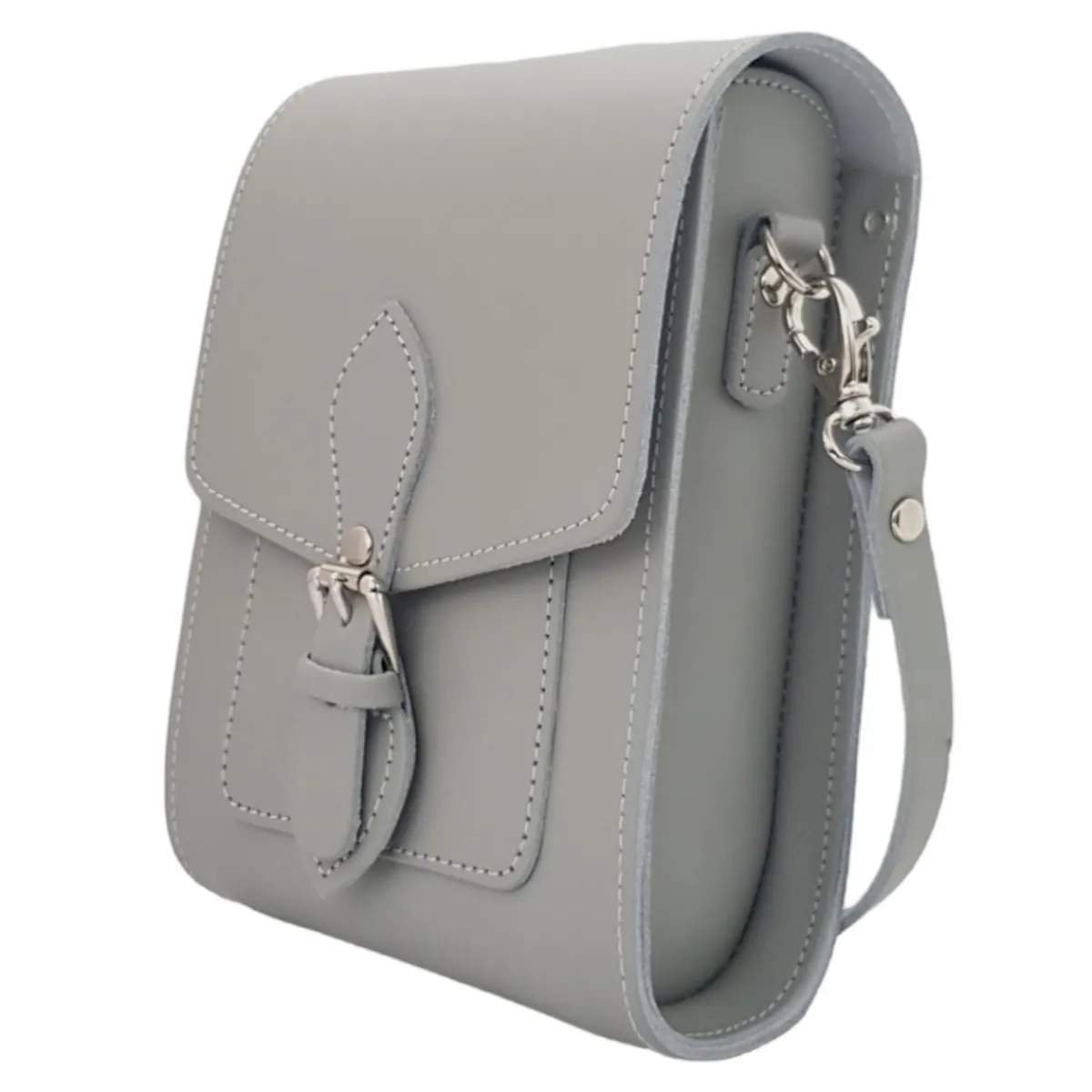 Zatchels Handmade Leather Festival Phone Bag - Ghost Grey>Women Phone Bags