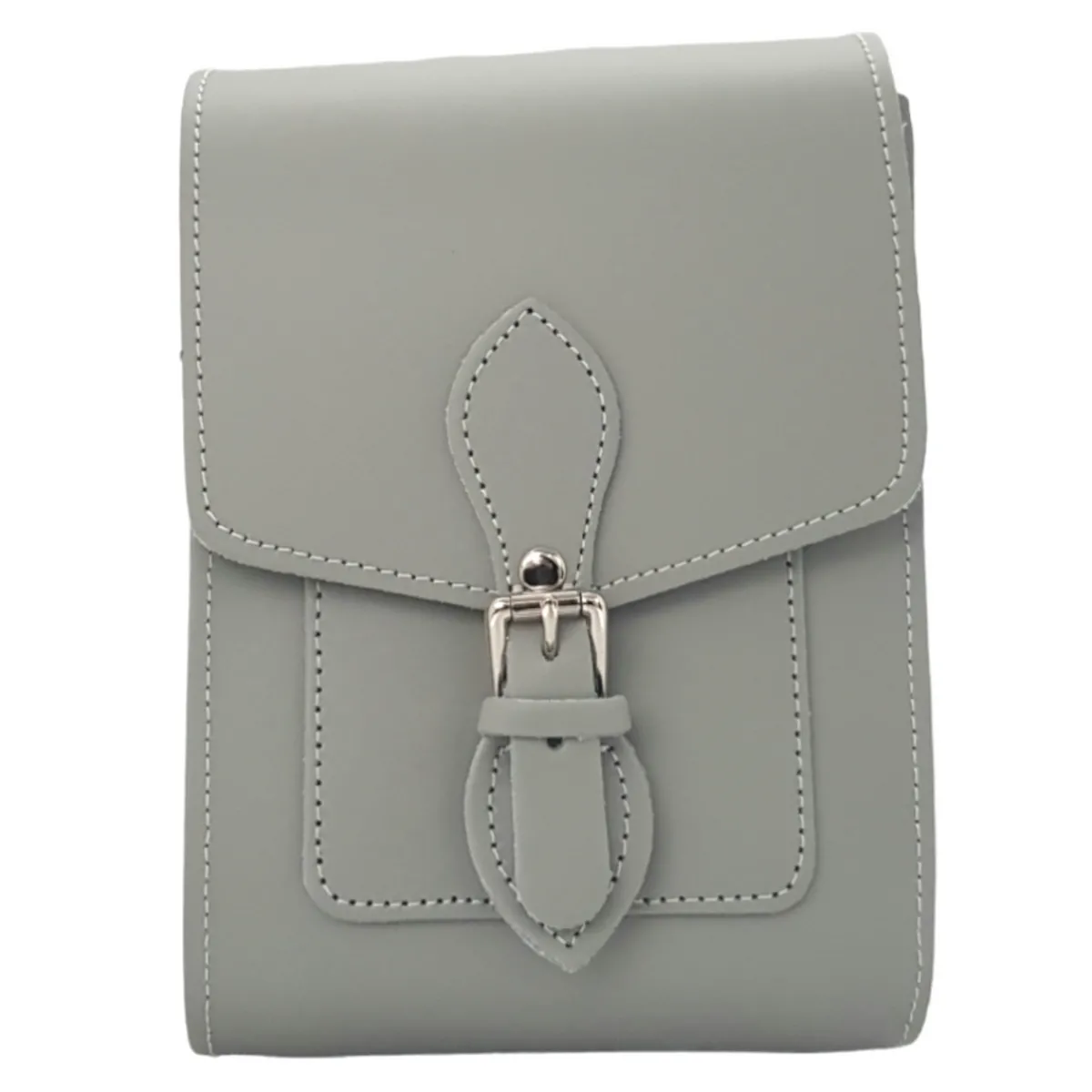 Zatchels Handmade Leather Festival Phone Bag - Ghost Grey>Women Phone Bags