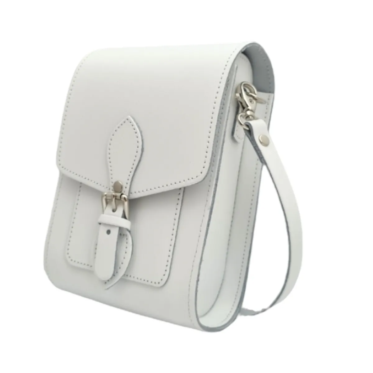 Zatchels Handmade Leather Festival Phone Bag - White>Women Phone Bags