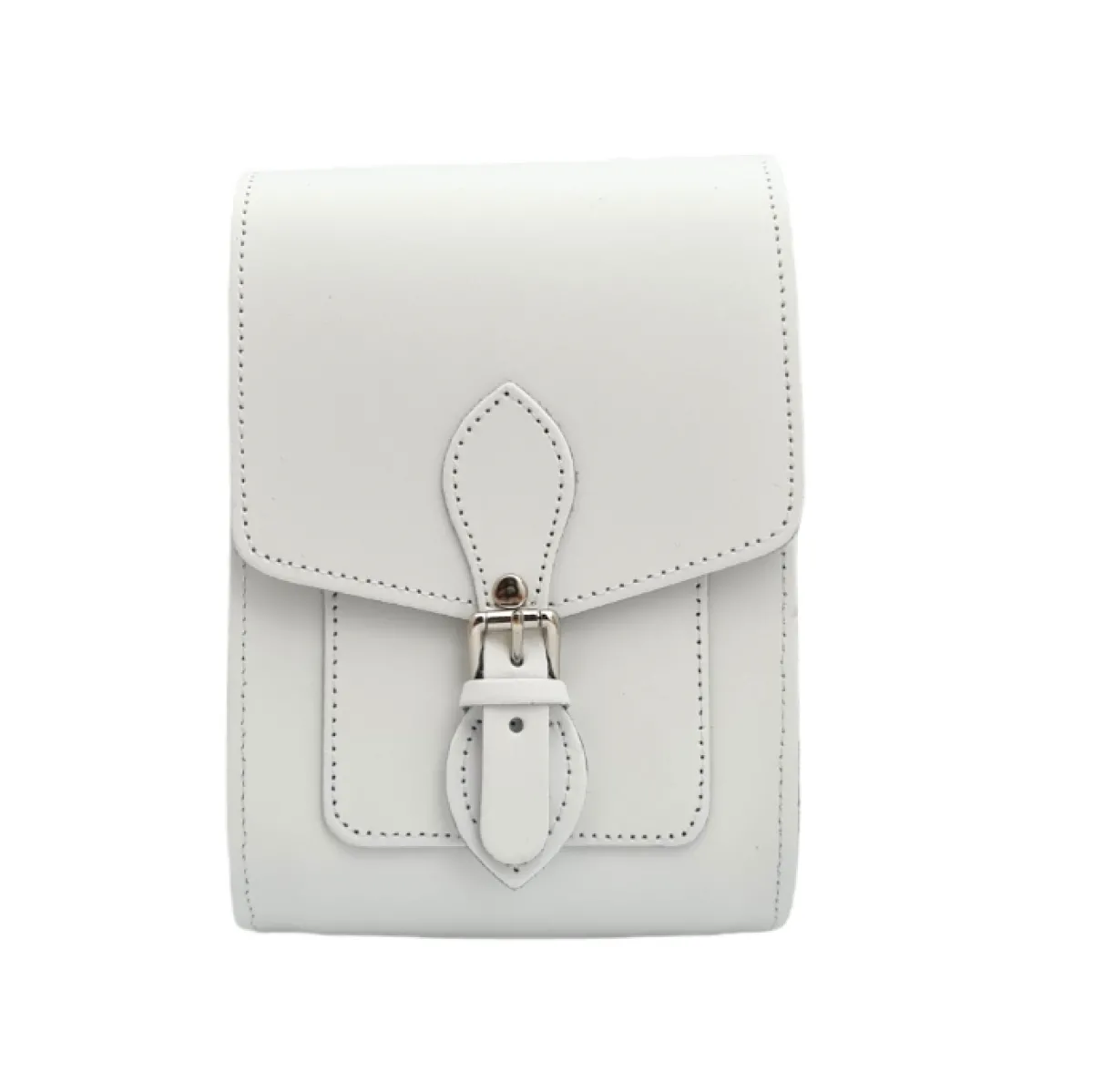 Zatchels Handmade Leather Festival Phone Bag - White>Women Phone Bags
