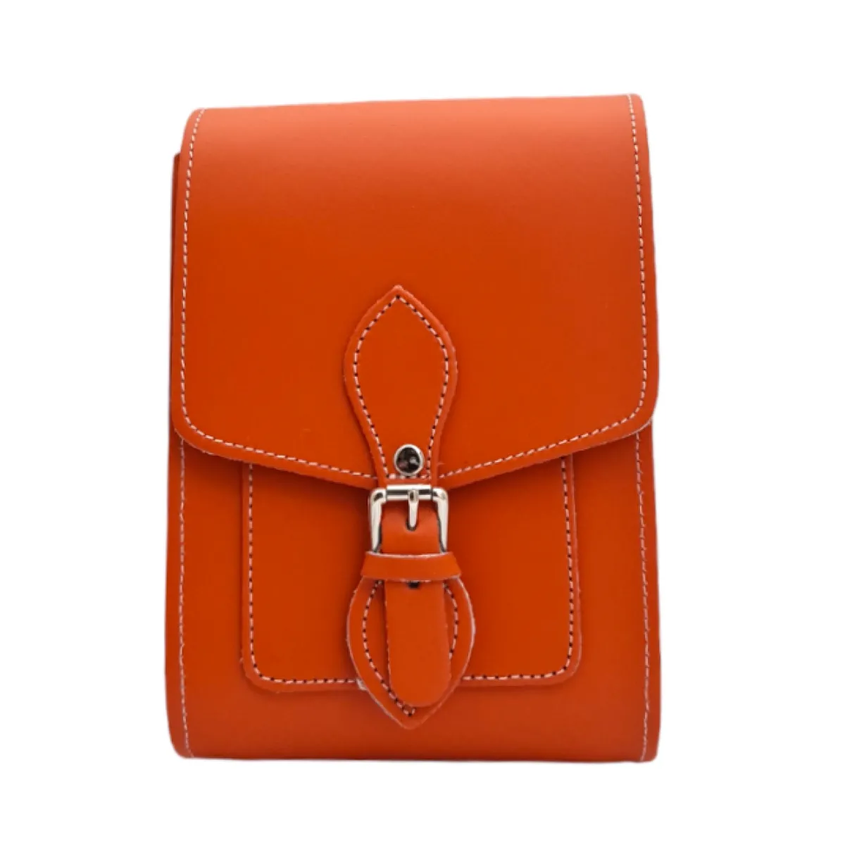 Zatchels Handmade Leather Festival Phone Bag - Orange>Women Phone Bags