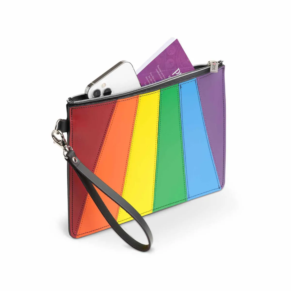 Zatchels Handmade Leather Folio Case Small - Pride Rainbow><noscript><img width=