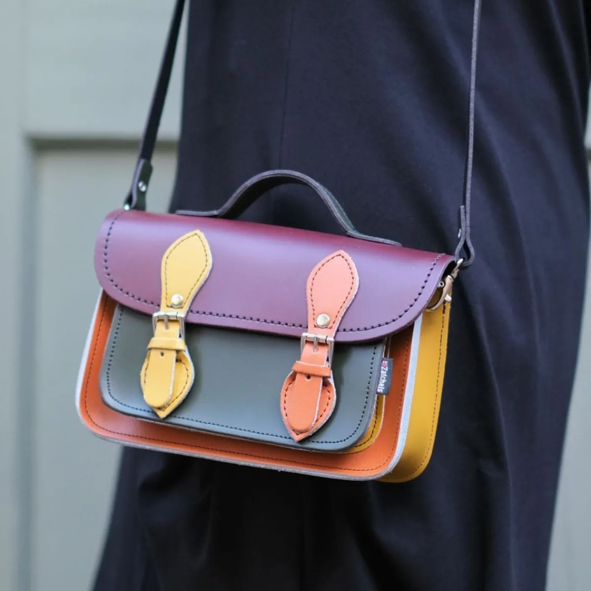 Zatchels Handmade Leather Micro Satchel - Autumnal Kaleidoscope><noscript><img width=