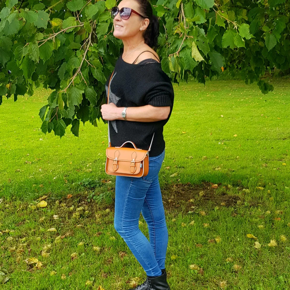 Zatchels Handmade Leather Micro Satchel - Burnt Orange><noscript><img width=
