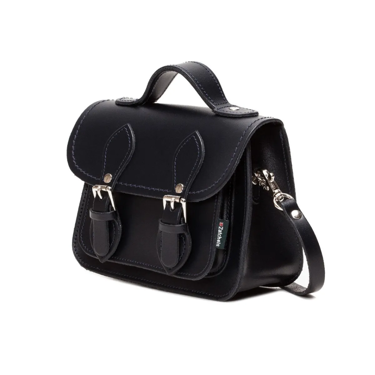 Zatchels Handmade Leather Micro Satchel - Black><noscript><img width=