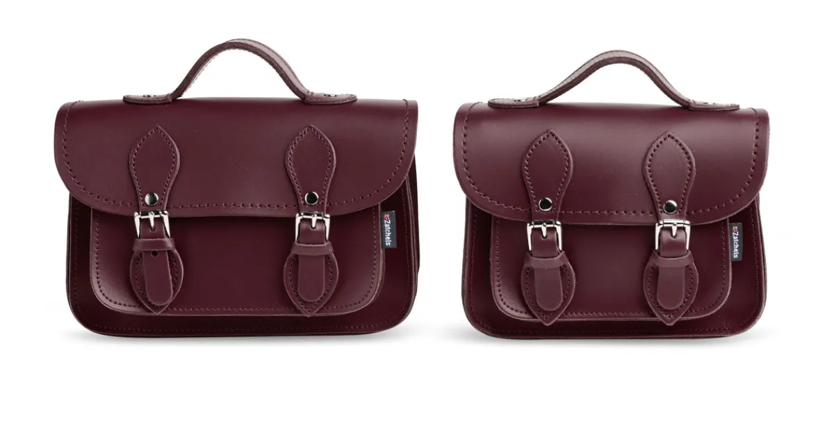 Zatchels Handmade Leather Micro Satchel - Marsala Red><noscript><img width=