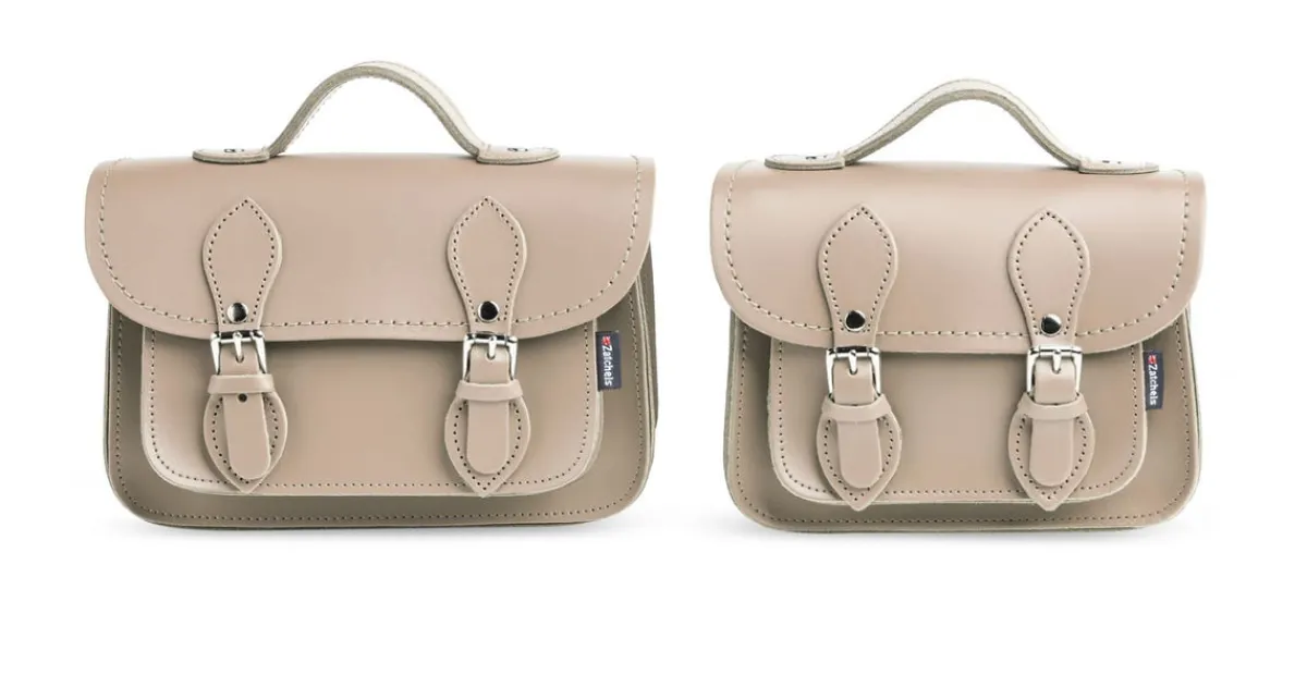 Zatchels Handmade Leather Micro Satchel - Iced Coffee><noscript><img width=