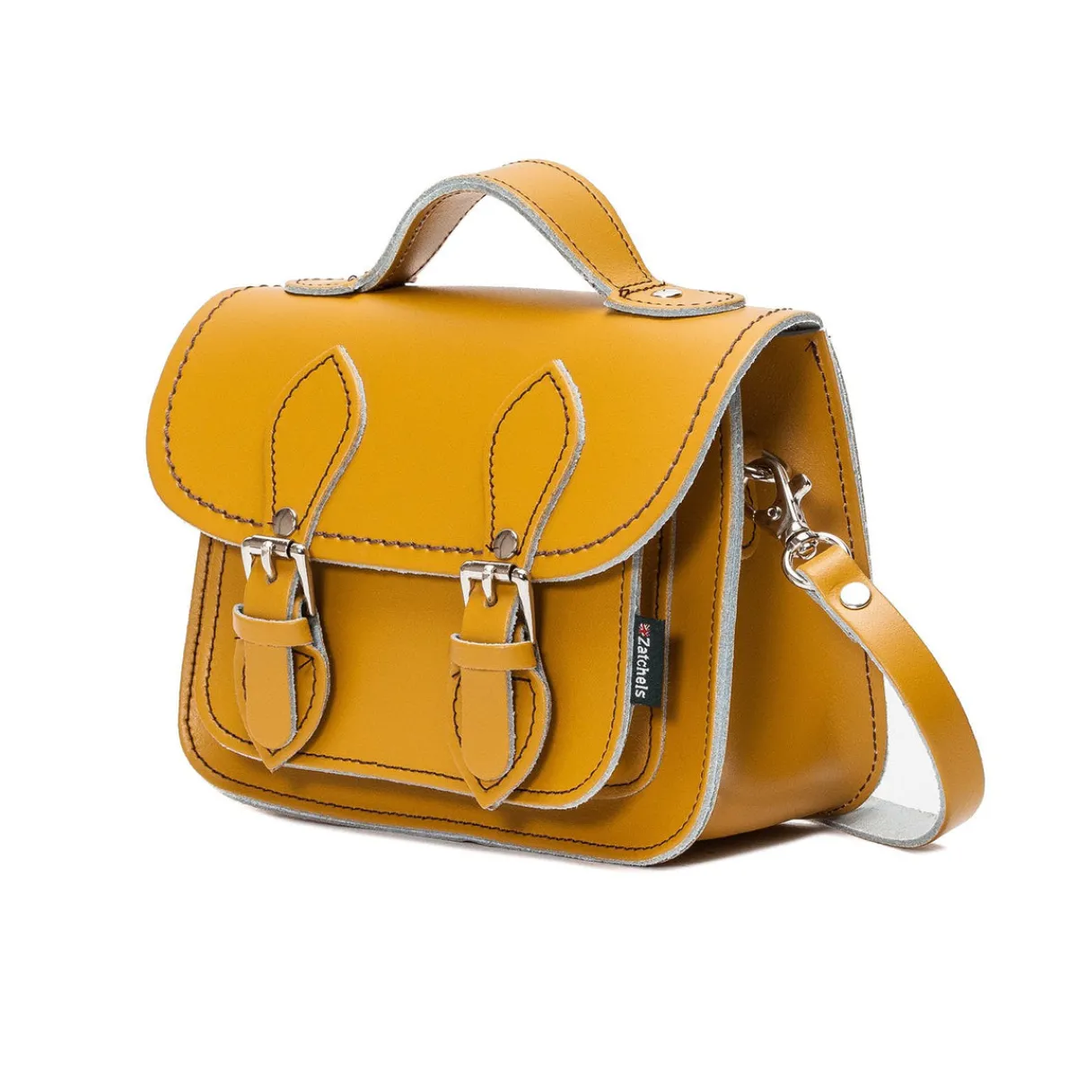 Zatchels Handmade Leather Micro Satchel - Yellow Ochre>Women Small Satchels|Micro Satchels